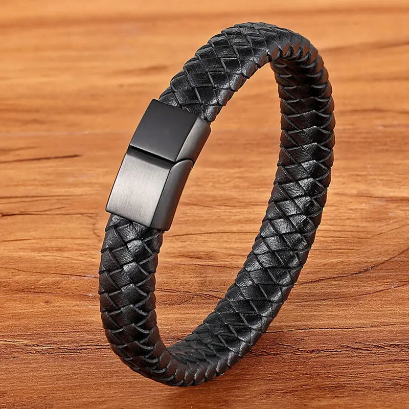Drift Leather Bracelet - Black Ion-Plated Clasp