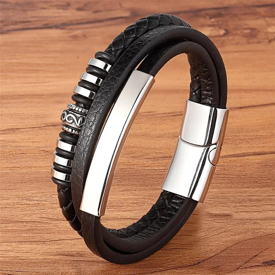Drift Leather Bracelet - Gunmetal Clasp
