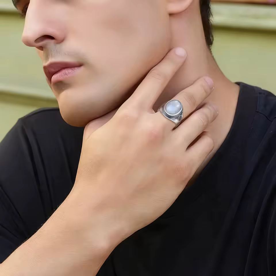 Moonstone Signet Ring - detail