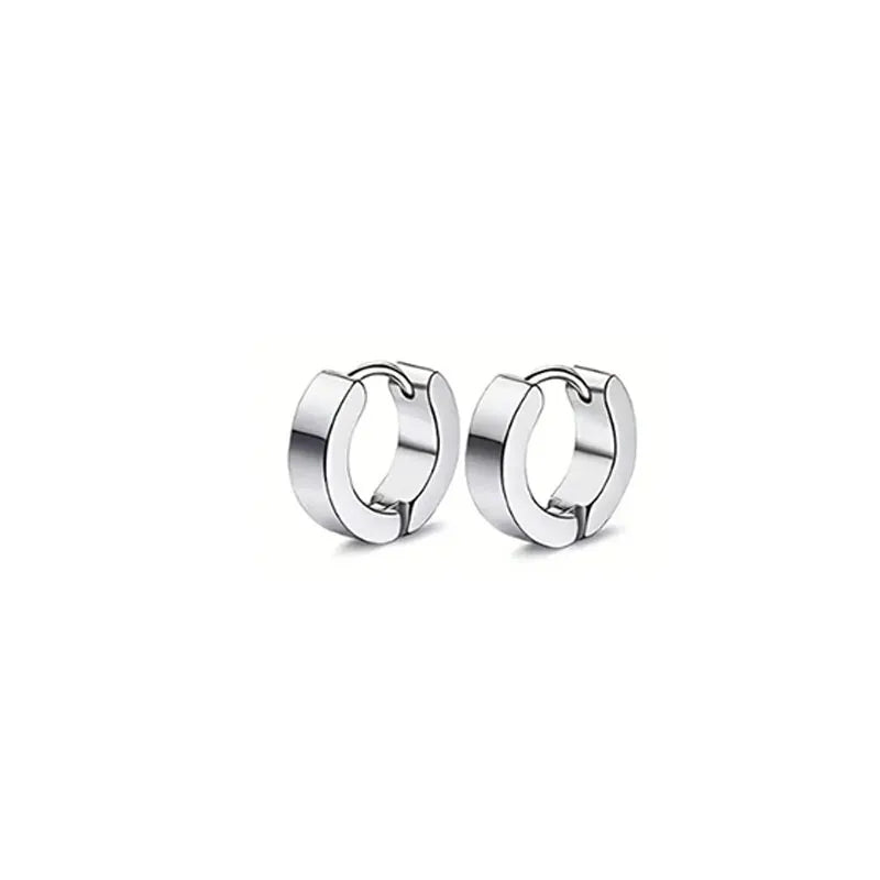 Onyx Stud Collection - Slim Hoop Silver