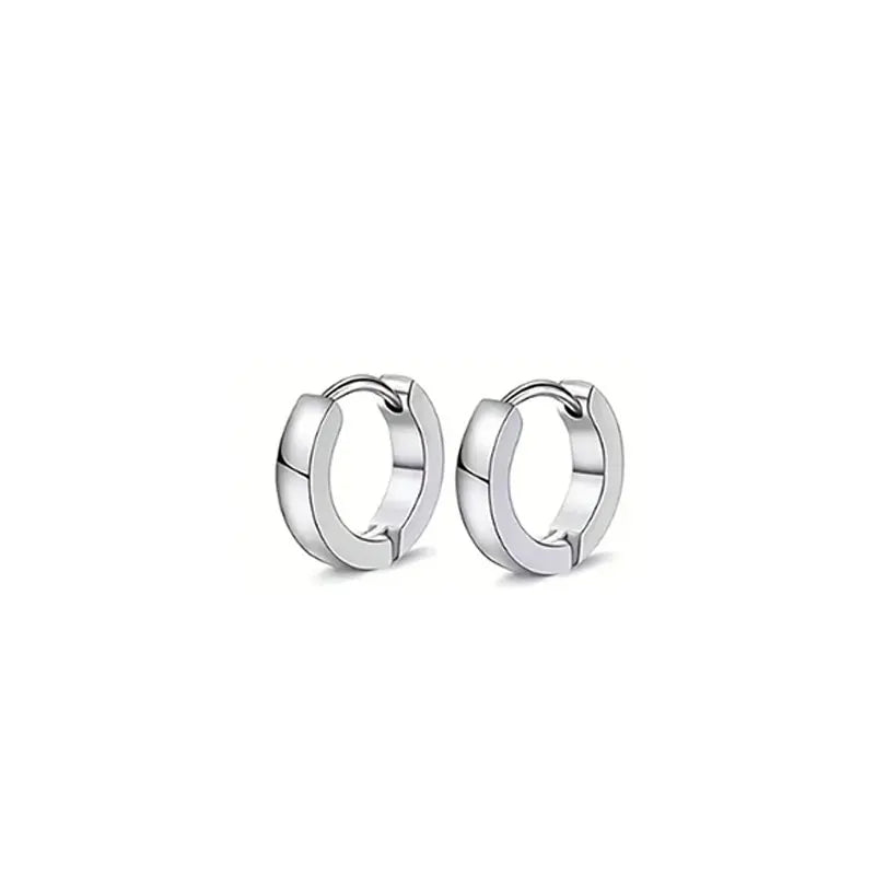 Onyx Stud Collection - Wide Hoop Silver