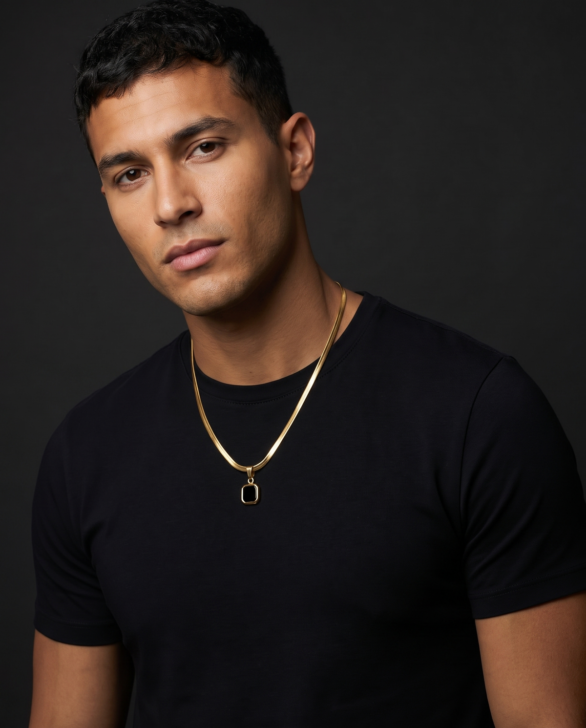 Geometric Stone Pendant — worn on model