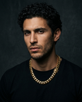 The Miami Cuban Chain worn on model, dark editorial styling
