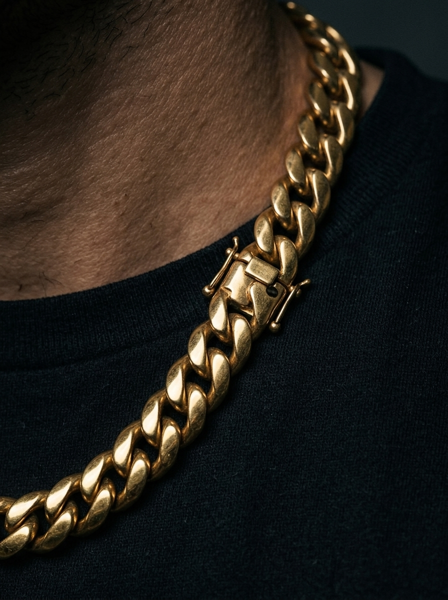 The Miami Cuban Chain, close-up detail on model