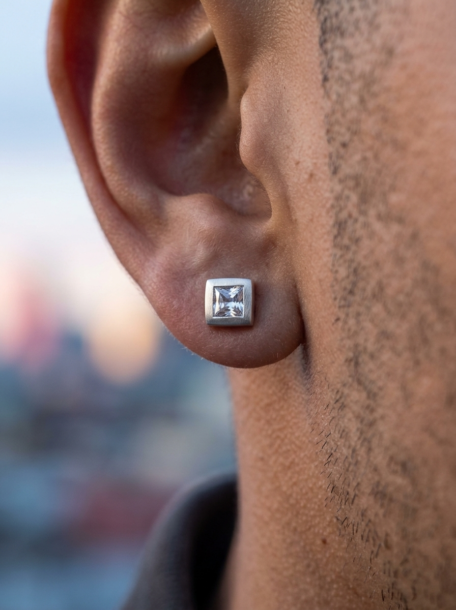 The Vertex Studs, close-up detail on ear